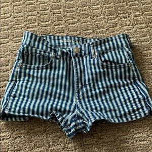 American Eagle Blue Striped Jean Shorts